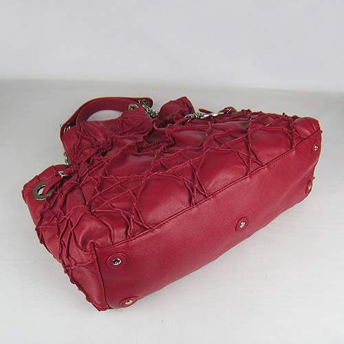 Christian Dior 1816 Lambskin Leather Tote Handbag-Red
